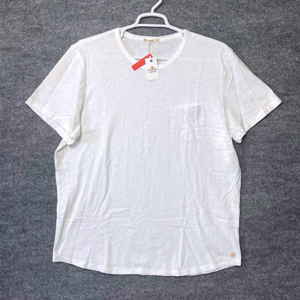 Marine Layer Mens XXL Heavy Slub Pocket Tee Antique Cream White NWT Fall 2022 - Picture 2 of 8
